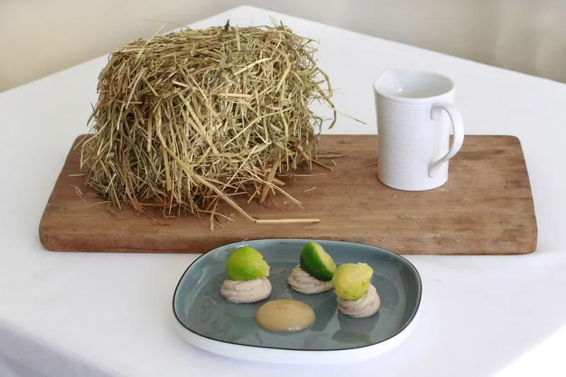 Carré de porcelet en croûte de foin, purée de châtaigne fumée — Plat du restaurant Le Pastel Toulon